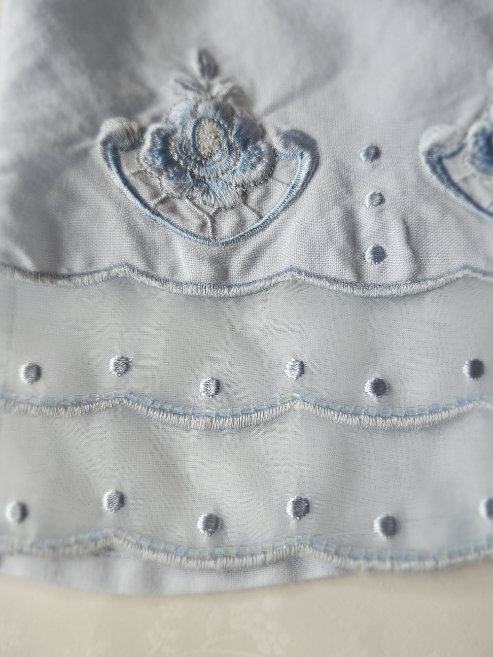Dina K Woman Light Blue Embroidered Button Up Shirt Blouse Size 1X Ramie Viscos - Picture 9 of 11